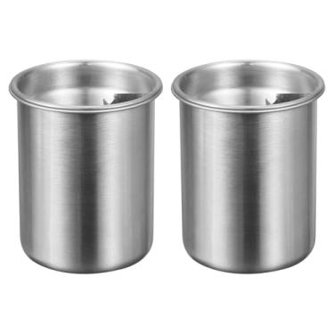 Imagem de HARFINGTON 2 peças cinzeiro de carro de aço inoxidável sem cheiro de fumaça à prova de vento portátil mini suporte de copo cinzeiro balde de bumbum para carro, casa, escritório, prata