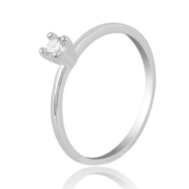 Imagem de Anel Feminino Solitário Banhado Prata 925 com Pedra 2mm - Papillon Sem