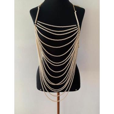 Imagem de Bodychain peça elegante decoração de Pérolas em camadas - Dondocas.Bij