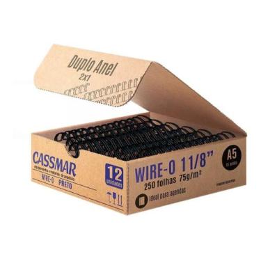 Imagem de Wire-o para encadernação A5 1 1/8 2x1 para 250fls preto 12un - Cassmar