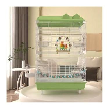 Imagem de Gaiola de pássaro gaiola de papagaio grande fio horizontal casa especial fácil de limpar ornamental luxuosa casa econômica gaiola de pássaro papagaio periquito arara pequeno pássaro (verde)