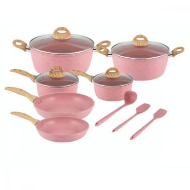 Imagem de Conjunto Panelas Flamingo 9PCS Indução Casa Ambiente - Rosa