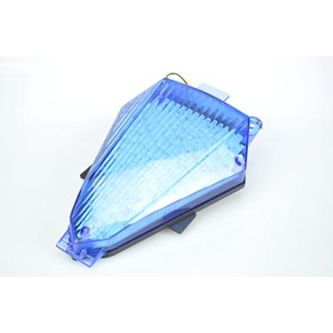 Imagem de TOPZONE Luz traseira de LED, luz traseira de freio, sinais de seta integrados para Ya-maha YZF R6 2008-2016 (azul, versão 1. LED)