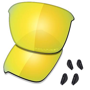 Imagem de SAUCER Lentes de reposição premium e protetores de nariz para Oakley Thinlink OO9316 | Óculos de sol Thinlink Low Bridge Fit OO9317 High Defense - Ouro 24K polarizado