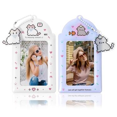 Imagem de Mabor 2 porta-cartões com foto de desenho animado, porta-cartões fotográficos, porta-cartões de foto, porta-cartões de foto com pingente de chaveiro de gato kawaii