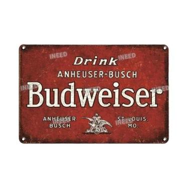 Imagem de Placa De Metal Vintage Budweiser Beer Tin Sign Para Decoração De Bar E