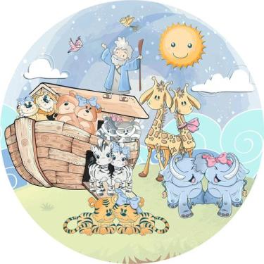 Imagem de Painel de Lona Redondo Arca De Noé Infantil Baby Festa - Fabrika de Fe