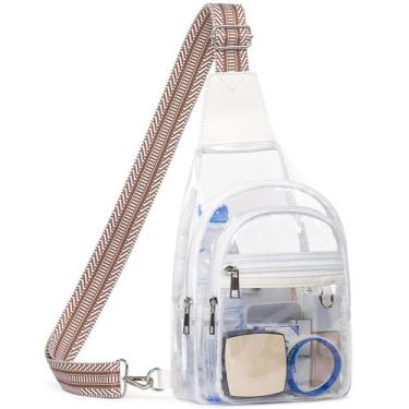 Imagem de Bolsa transparente QOECI para eventos em estádios, 3 bolsos, branca tr