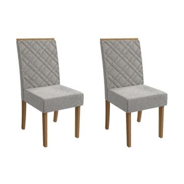 Imagem de Cadeira Sala De Jantar Gardênia 2cad149 Madeirado Kit 2 Un Canela/boucle Cinza - Kappesberg