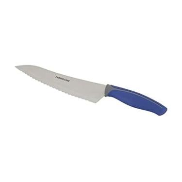 Imagem de Farberware Faca de chef serrilhada com aderência macia, 20 cm, azul-marinho