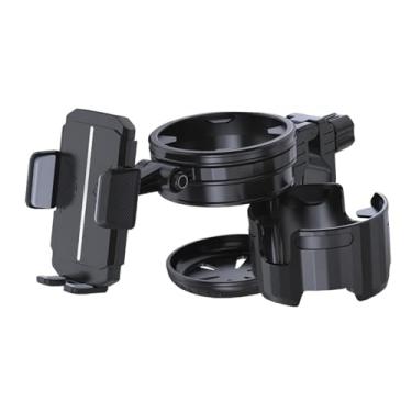 Imagem de Dynwave Suporte para copos de carrinho de bebê com suporte para telefone, universal estável para garrafas, de armazenamento para carrinhos de bebê e andador, Preto
