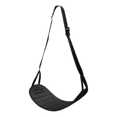 Imagem de menolana Apoio para os pés de carro para crianças, descanso para os pés de avião, assento traseiro, itens essenciais de viagem práticos, alça longa ajustável, Preto