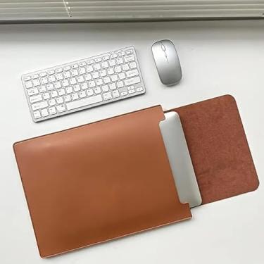 Imagem de Case estilo Bag em couro para Notebook Macbook e Ultrabook até 15,4 polegadas - Suporte elevado para seu equipamento, trabalhe mais confortavel - Designe premium Office (Caramelo)