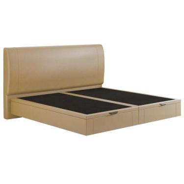 Imagem de Cama King Baú Flutuante Com Cabeceira 195cm Spazio S04 material sintét