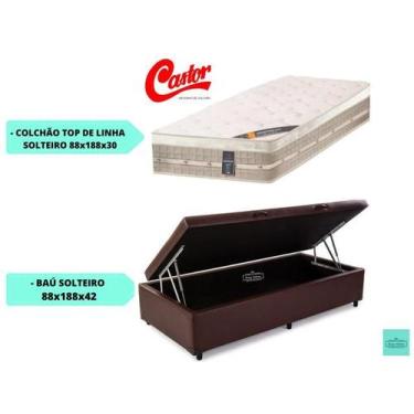 Imagem de Conjunto Solteiro c/ Colchão Castor Molas Premium Tecnopedic  + Cama B