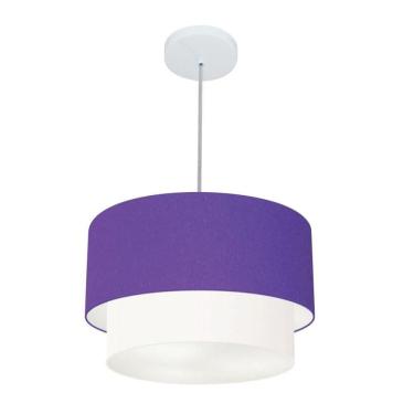Imagem de Lustres Pendentes Duplo Cilíndrico Vivare Md-4350 Cúpula Em Tecido 45x40cm - Bivolt Roxo-branco 127/220v