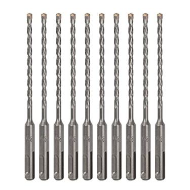 Imagem de Sabre Tools Pacote com 10 brocas de martelo rotativo SDS Plus 3/16" x 6", ponta de carboneto para tijolos, pedras e concreto