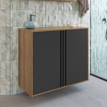 Imagem de Gabinete de Banheiro 80cm com 2 Portas sem Cuba Antônia Mel/Grafite