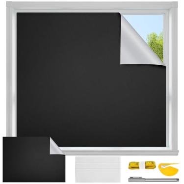 Imagem de Cortinas blackout, persianas blecaute portáteis, persianas de janela sem broca com corte e gancho e laço, capa de janela blackout DIY para quarto, berçário, viagem, dormitório, apartamento (145 x 200