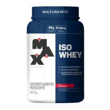Imagem de Whey Protein Isolado Iso Whey (900g) Max Titanium, Morango