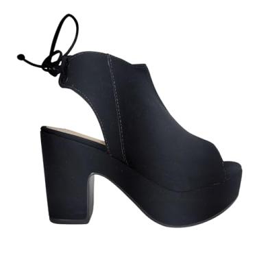 Imagem de Sandália Plataforma Horqueta Meia Pata AnkleBoot Openboot (Preto, BR, Adulto, Numérico, 37)
