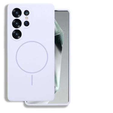 Imagem de HJZSZX Para Samsung S24Ultra Capa de silicone líquido com carregamento sem fio magnético Capa protetora macia (para Samsung S24Ultra/roxo)