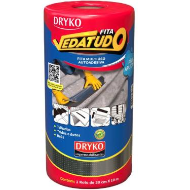 Imagem de Fita de Manta Asfáltica AutoAdesiva Aluminizada 30cm x 10 Metros Drykofita - FVD30 - DRYKO