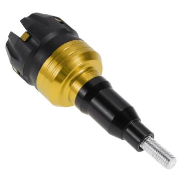 Imagem de Partuto Moldura deslizante de motocicleta de 12 mm, liga de alumínio, plástico, proteção de carenagem de roda, protetor de almofada de colisão 50 mm 117 mm com parafuso dourado 1 conjunto