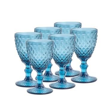 Imagem de LYOR - Conjunto 6 Taças de Vidro Bico de Abacaxi Azul para Água 325ml