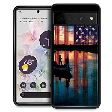 Imagem de CARLOCA Compatível com Google Pixel 7 Pro, capa de pesca vermelha bandeira dos EUA Google Pixel 7 Pro capas para meninas e mulheres, design gráfico moderno à prova de choque anti-arranhões capa de
