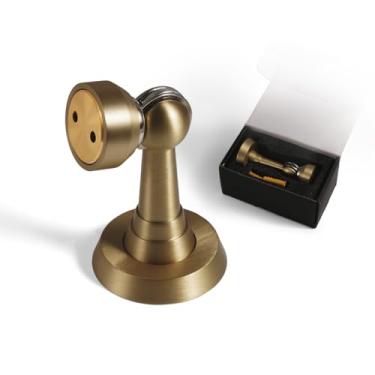 Imagem de PANALI Batentes de porta magnéticos, trava de porta resistente de latão, batente de porta de perfuração com parafusos, suporte de porta forte para manter a porta aberta, 1 pacote, bronze antigo