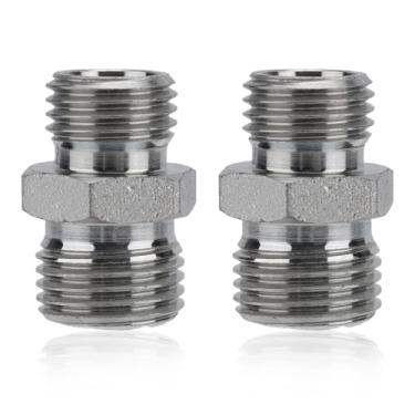 Imagem de 2 Peças Adaptadores Hidráulicos M14 para M16, Conectores Roscados Aço Carbono para Miniescavadeiras Substituição 115757 Adequados Polegares Hidráulicos e Fixação de Caçambas Basculantes