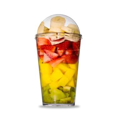 Imagem de Copo Tampa Bolha 400Ml Servir Salada Doces 15,5X8Cm