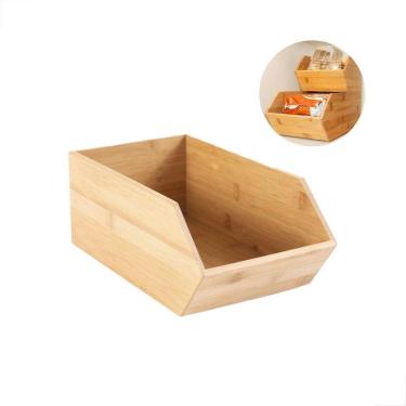 Imagem de Caixa Organizadora Empilhável Grande 6,4L Bambu