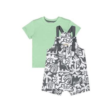 Imagem de Conjunto Camiseta e Jardineira Bebê Quimby, Verde, 3
