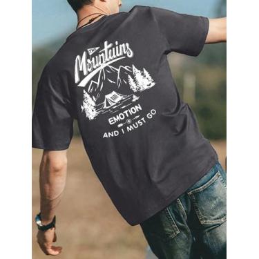 Imagem de Camiseta Masculina Ombro A Ombro Com Estampa De Montanha - crushed, Gr