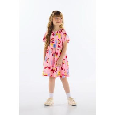 Imagem de Vestido Infantil Estampado em Cotton Quimby, Rosa, 12