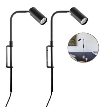 Imagem de Kit 2 Arandela Interna Preto Articulada Cabeceira Plug Lup87