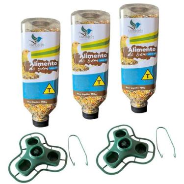 Imagem de Kit 3 Alimentadores Livre Birds + 2 Comedouro Pássaros