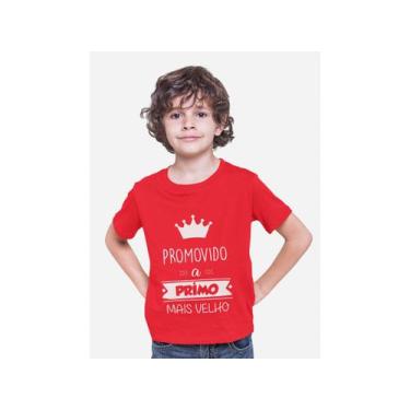 Imagem de Camiseta Promovido a Primo Mais Velho Colorida Juvenil Vermelho - Del 