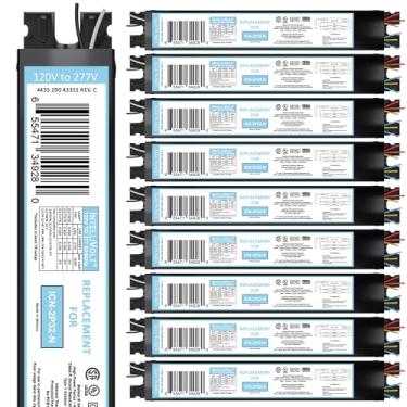 Imagem de OHLECTRIC (Pacote com 10) Substituição para lâmpadas ICN-2P32-SC 1& 2 - Reator eletrônico fluorescente T8 - 120-277 volts - Início instantâneo - Reatores padrão e com eficiência energética - Aprovado