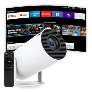 Imagem de Projetor Smart Portátil Full Hd 4k Bluetooth Wifi Cor Branco Android 11.0 5g TV Cinema em Casa Imagem Nítida Compatível Com Diversos Dispositivos Hy300 Vlx