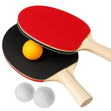 Imagem de Kit Ping Pong com 2 Raquetes e 3 Bolinhas Tênis de Mesa Iniciantes Crianças Adultos Sem Rede