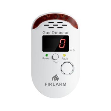 Imagem de Firlarm Detector de vazamento de gás para casa, detector de gás natural plug-in para propano, metano, butano, GLP, monitor de alarme de gás combustível com LED digital, alerta sonoro e visual, para