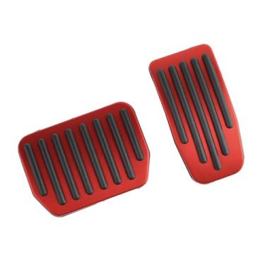 Imagem de QIRUIMY Conjunto de pastilhas de pedal vermelhas para Tesla Model 3 Model Y 2016-2026, acessórios de capas de pedal antiderrapantes, acelerador de alumínio/pedal de freio para modelo Y (Juniper