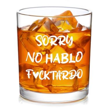 Imagem de Futtumy Sorry No Hablo Fucktardo Copo de uísque, presente engraçado para homens, chefe, amigo, pai, namorado, colega de trabalho