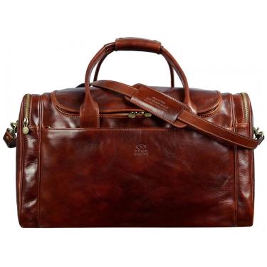 Imagem de Bolsa de Viagem Masculina Clássica de Couro, TIME RESISTANCE, Marrom