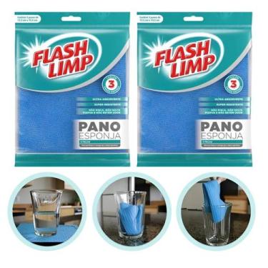 Imagem de 2 Esponja Multiuso Pano Ultra Absorvente 17,5 X 19,5cm - Flashlimp
