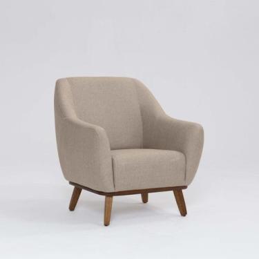 Imagem de Poltrona Tecido Linho Base Madeira Paloma - Domi