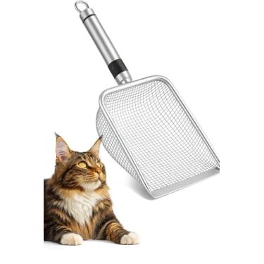 Imagem de Pá Higiênica De Areia Para Gatos - Pá Higiênica Para Caixa De Areia - Peneira de Areia para Gatos e Substratos - Pá Higiênica - Colheres de areia- Peneira para Animais - Pazinha - Inox